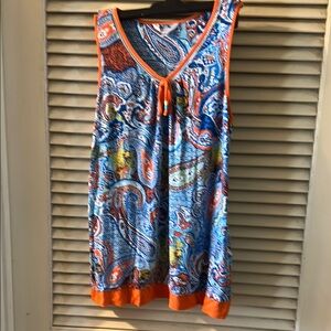 Secret Treasures Paisley Tank Top - Blue and Orange